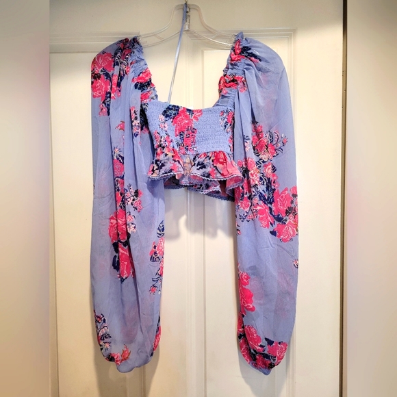 House of Harlow 1906 Cropped Ruffled/Ruched Top, Size S - Picture 6 of 6